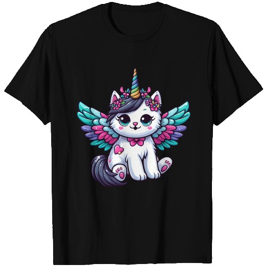 Lavender Unicorn Cat with Sparkles T Shirts