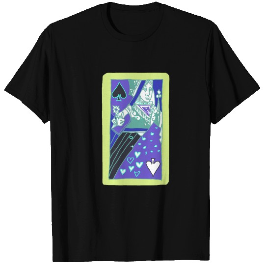 Colourful Queen Of Spades Playing Card T Shirts