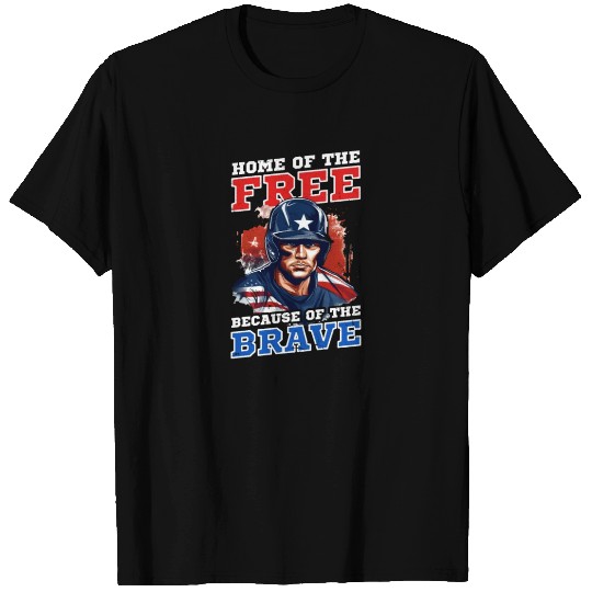 4th Of July Baseball Home Of Free Because Brave T Shirts