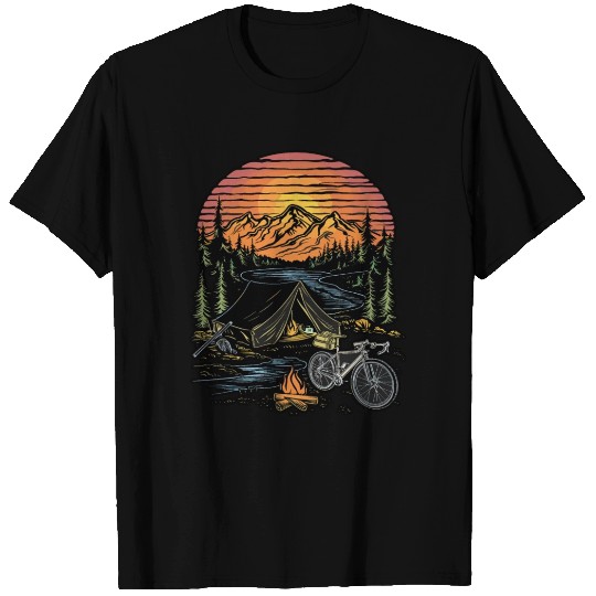 Bicycle Camping Mountains Nature Excursion T Shirts