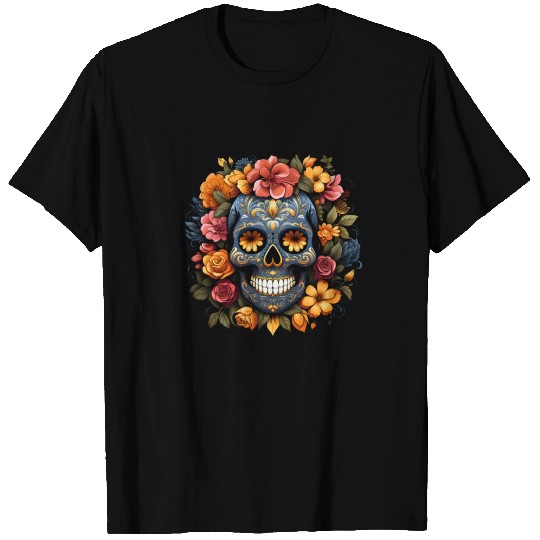 Day Of Dead Sugar Skull Floral T Shirts