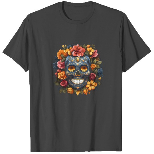 Day Of Dead Sugar Skull Floral T Shirts