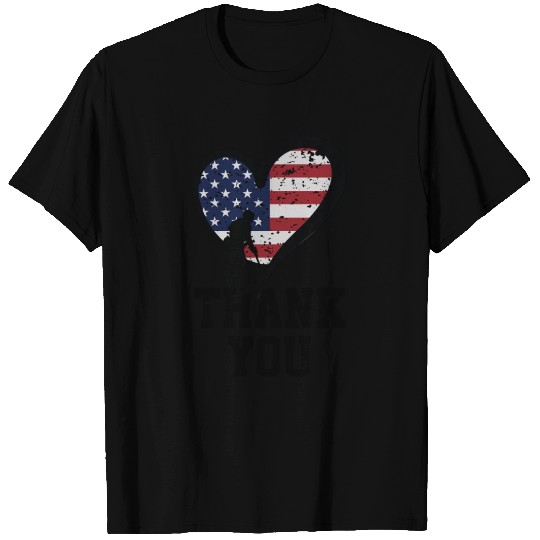 Saluting Heart US Flag Illustration T Shirts