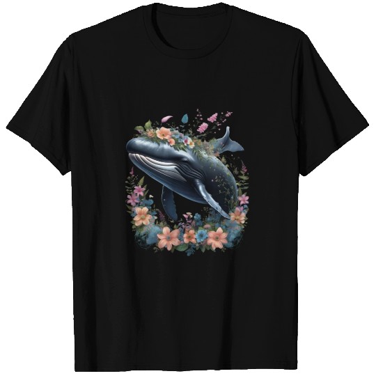 Metal whale decorated with plant T Shirts