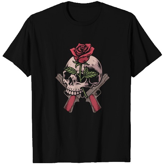 Skeleton Roses Guitar Skull Roses Guns T Shirts