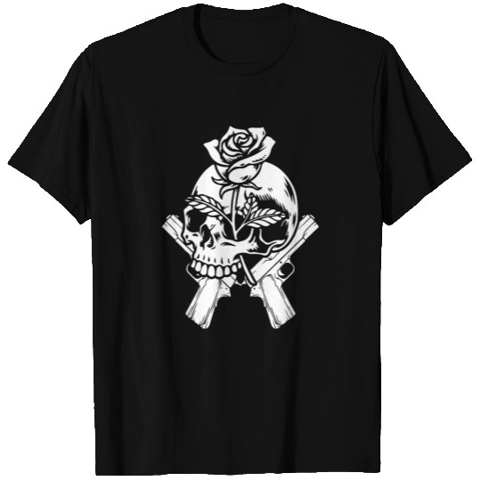 Skeleton Roses Guitar Skull Roses Guns T Shirts