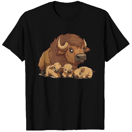 Cute Buffalo Mother Protecting her Buffalo Babies T Shirts