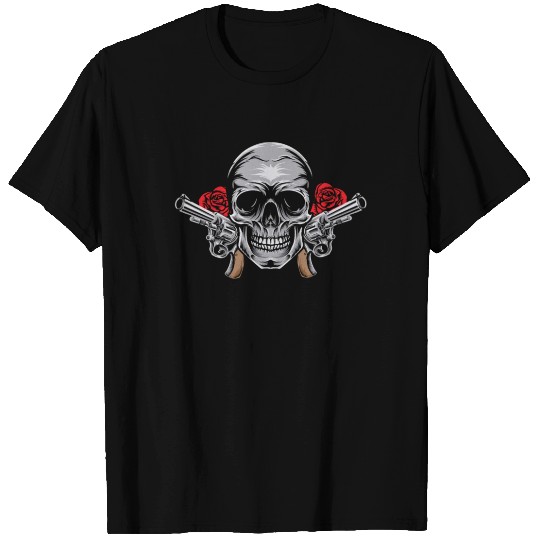 Skeleton Roses Guitar Skull Roses Guns T Shirts