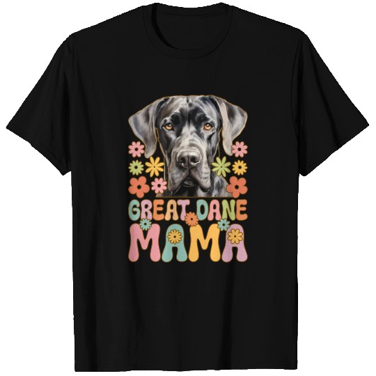 Great Dane Mama Groovy Dog Lover Dog Mom T Shirts