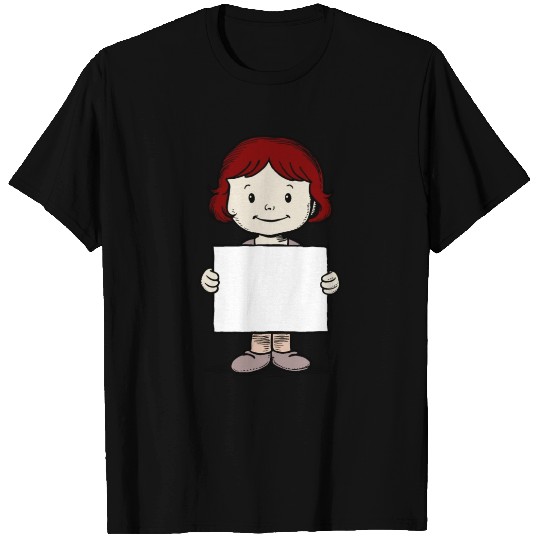 Girl Holding Blank Sign - Brown Hair T Shirts