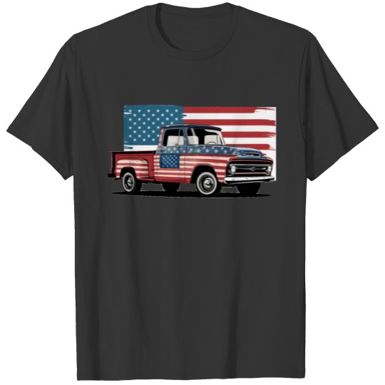Stars And Stripes Classic Truck American Pride T Shirts