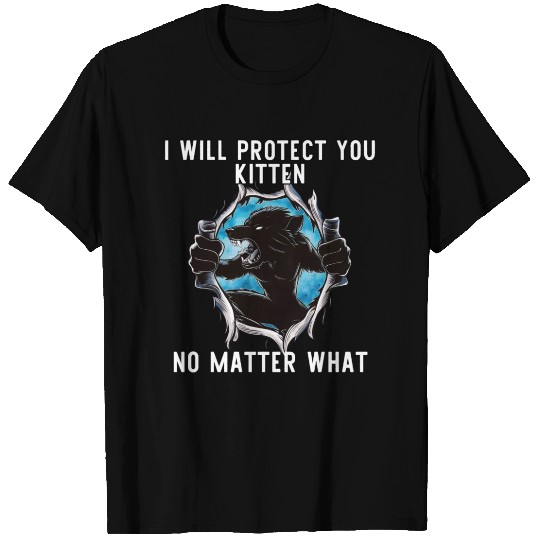 alpha wolf ripping meme T Shirts i will protect you