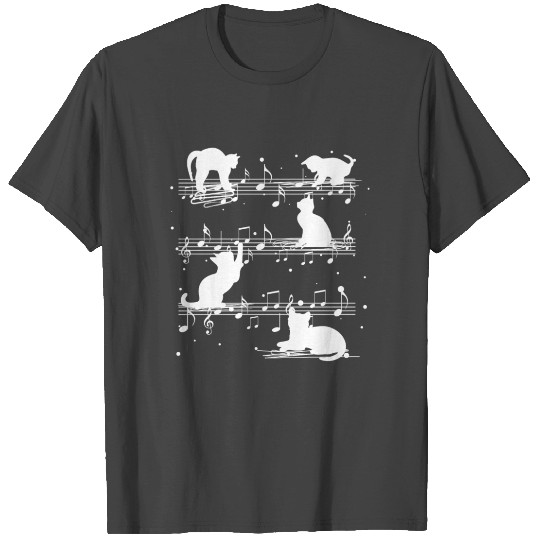 Kawaii Cat Playing On Musical Notes Musician T Shirts
