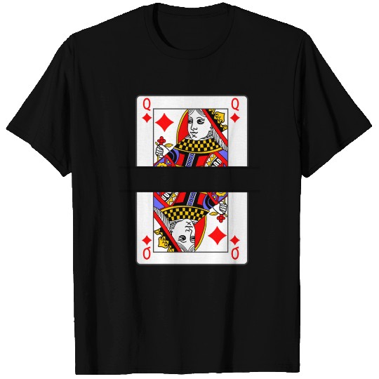 Playing card queen of diamonds with banner space T Shirts
