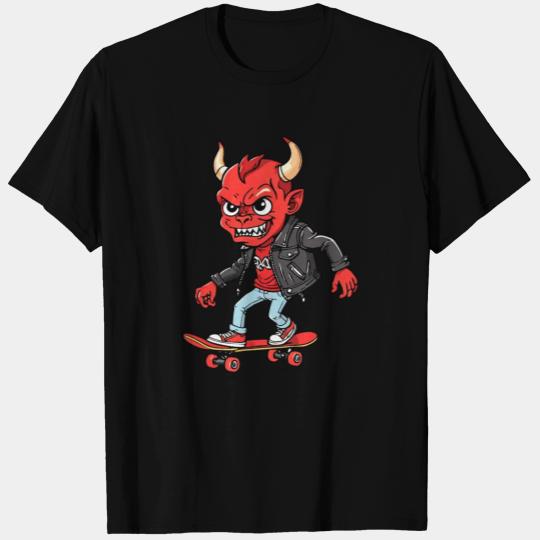 Red devil on skateboard T Shirts