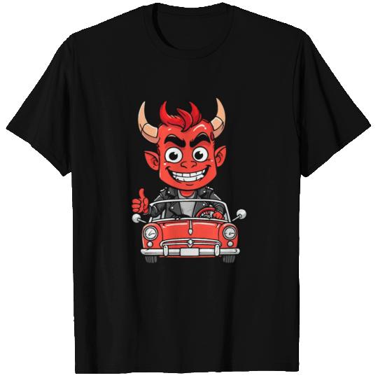 Red devil driving a car T Shirts