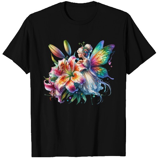 Tiger Lily Fairy Floral Fantasy Watercolor T Shirts