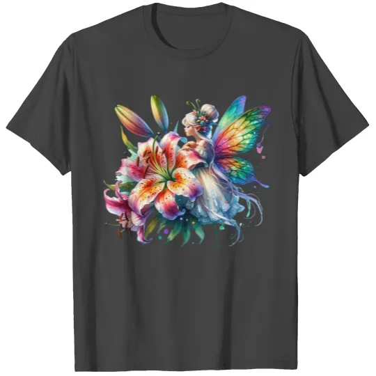 Tiger Lily Fairy Floral Fantasy Watercolor T Shirts