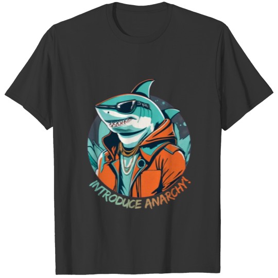 Shark in sunglasses and orange jacket T Shirts