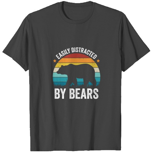 Easily Distracted By Bears Retro T Shirts