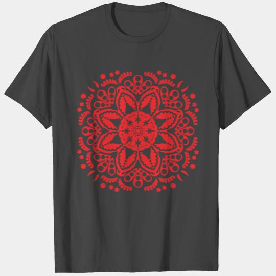 Red floral lace pattern T Shirts