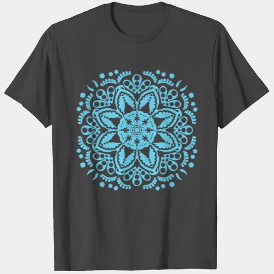 Blue floral lace pattern T Shirts