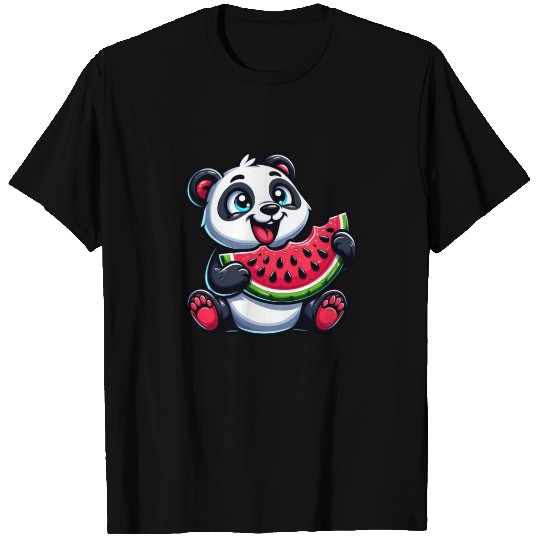 Panda with Watermelon Fruity Funny T Shirts