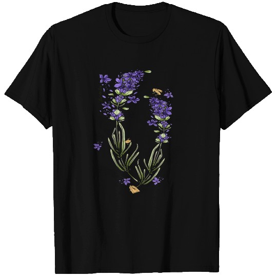 Lavender Purple Flowers Herb Field Botanical Stems T Shirts
