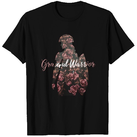 Graceful Warrior Flower Background Design T Shirts