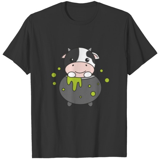 Cow Happy Halloween Cauldron Bat T Shirts