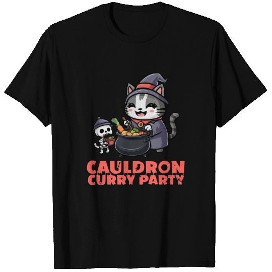 Cat Necromancer Cauldron Curry Party T Shirts