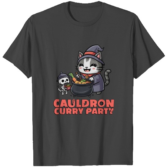 Cat Necromancer Cauldron Curry Party T Shirts