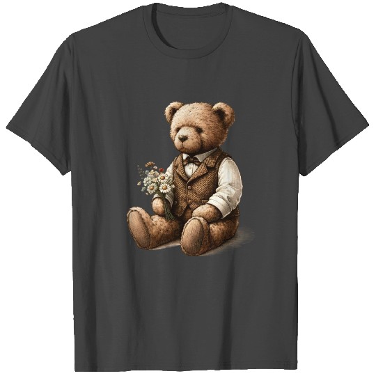Vintage teddy with flowers: a touch of nostalgia T Shirts