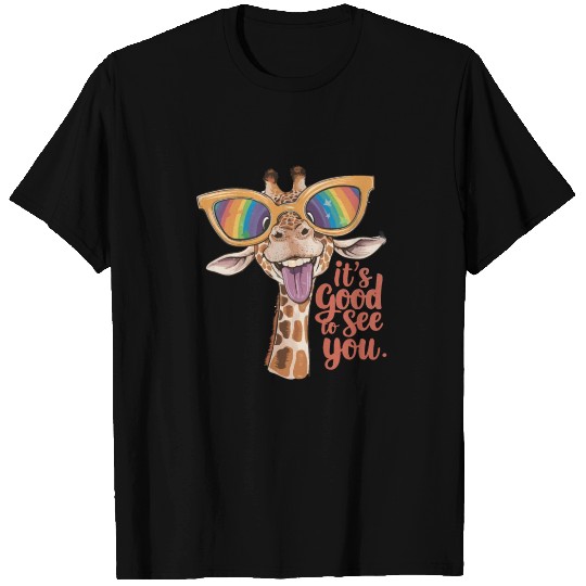 Funky Giraffe With Colorful Sunglasses Fun Saying T Shirts
