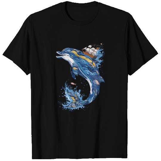 Majestic Ocean Waves Sailing Adventure Dolphin T Shirts