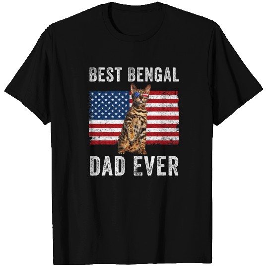 Bengal Dad American Flag Bengal Cat Lover Owner T Shirts