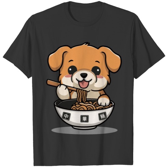 Cute Dog Eating Ramen Noodles T Shirts