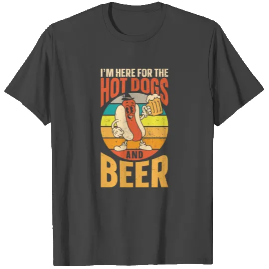 Hot Dog Adult Beer Retro I'm Here T Shirts