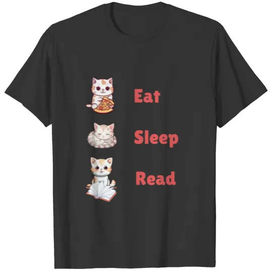 Eat Sleep Read for cute cat lovers T Shirts
