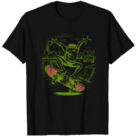 Frog in a classic skateboarder pose T Shirts