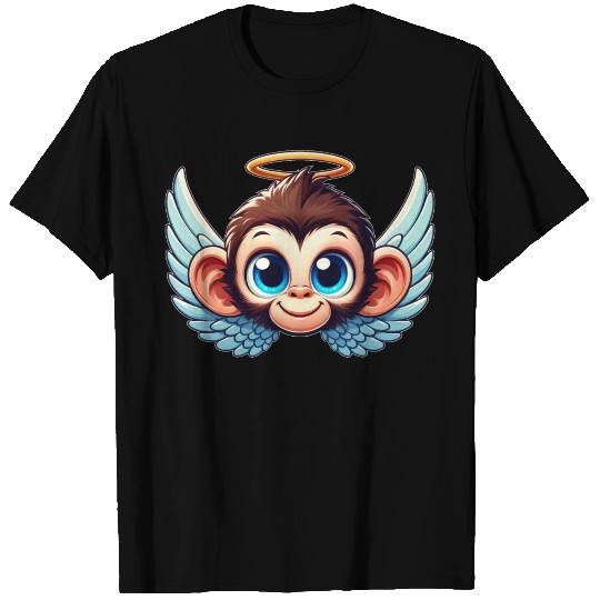 Monkey chimpanzee cartoon angel wings T Shirts