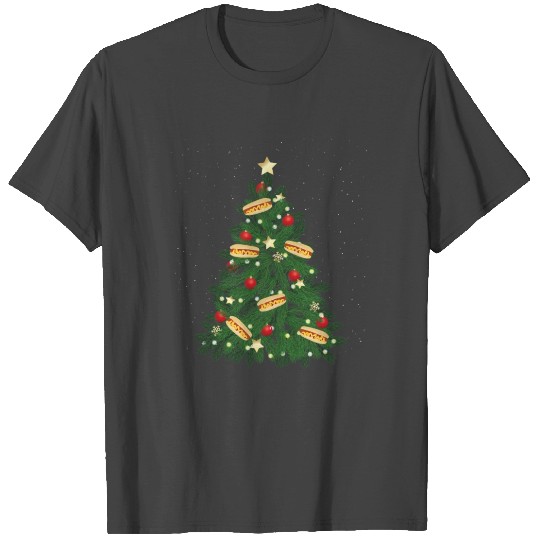 Hot Dog Adult Christmas Tree T Shirts