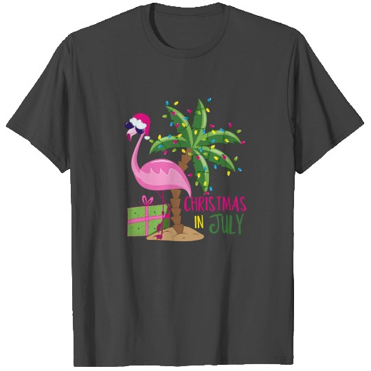 Christmas in July Tropical Xmas Flamingo T Shirts