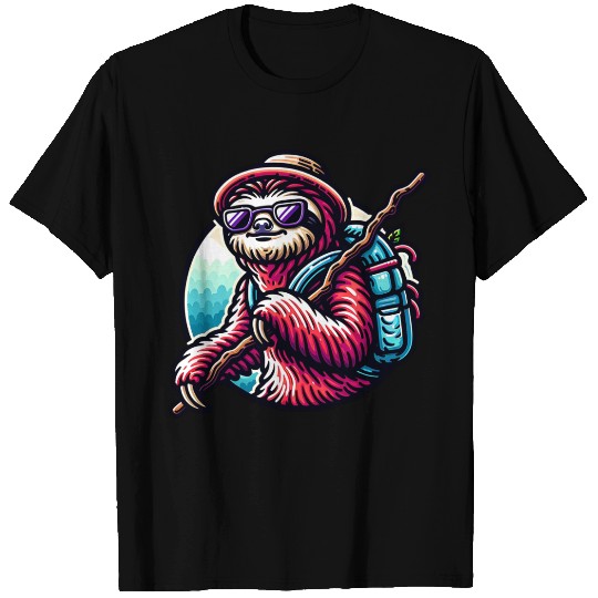 Cool Sloth Hiking Adventure in Nature T Shirts