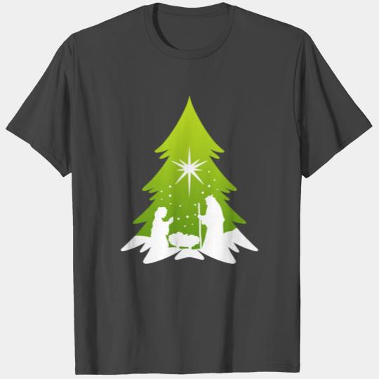 Christmas Tree Nativity Scene Artist T Shirts