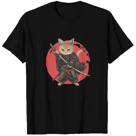 Ninja Japanese Samurai Cat Kitten T Shirts