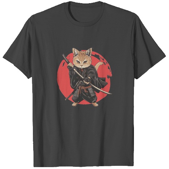 Ninja Japanese Samurai Cat Kitten T Shirts