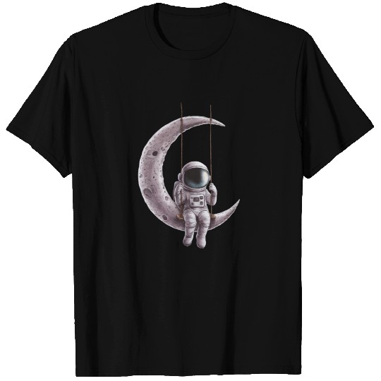 Swinging Astronaut On The Crescent Moon T Shirts