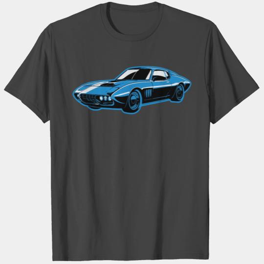 Blue car glowing neon blue accents T Shirts