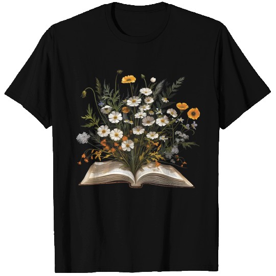 Book Lover Wildflowers Sleeve T Shirts